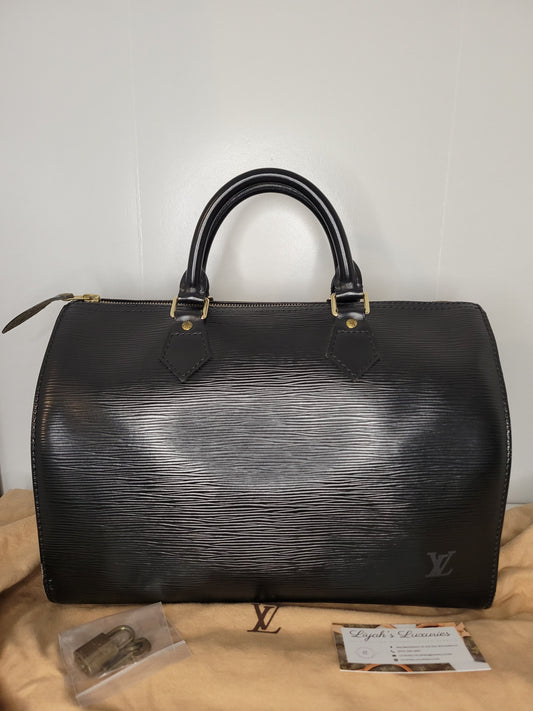 Louis Vuitton Black Epi Speedy 30 VI0945