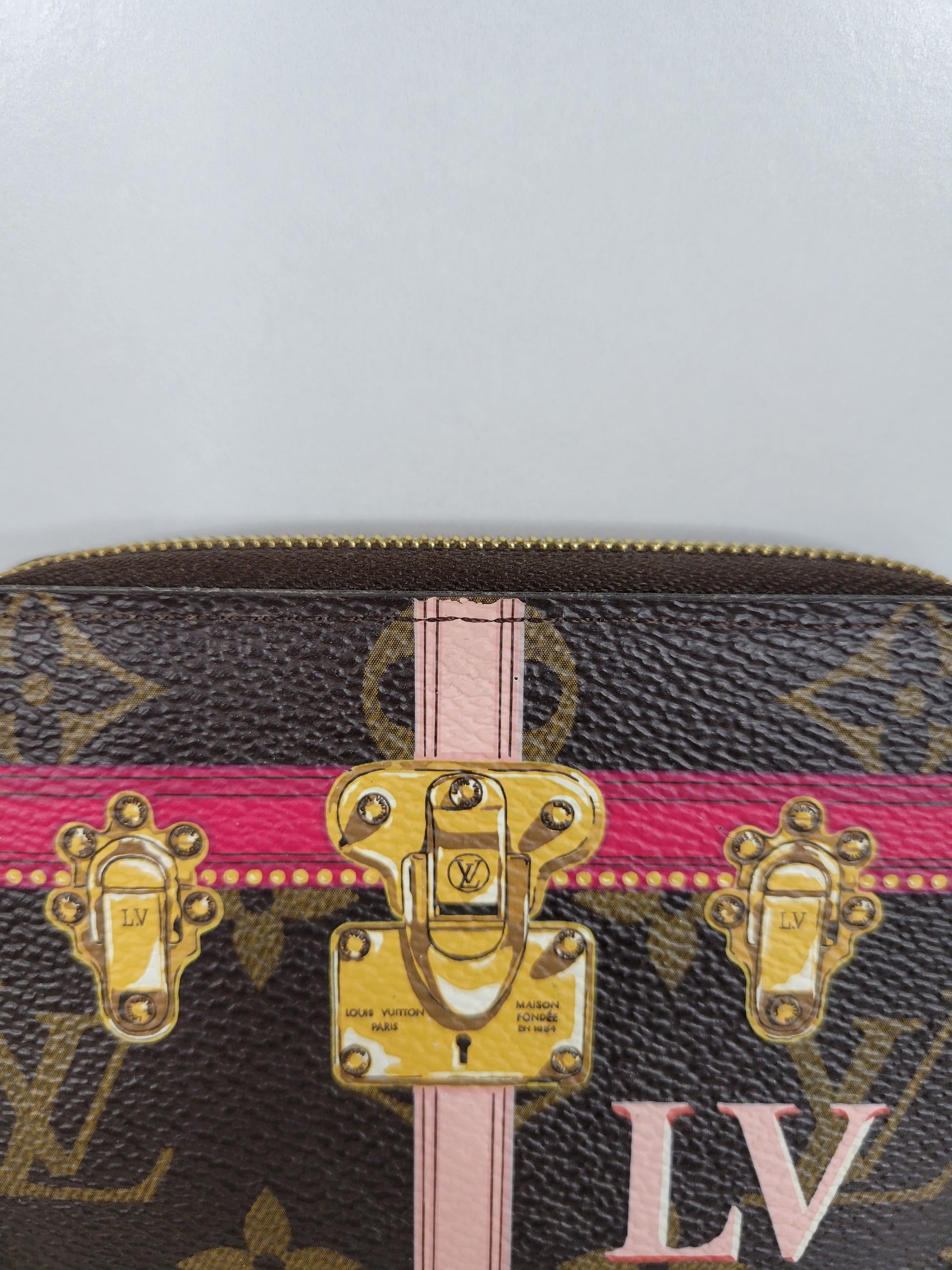 Authentic LOUIS VUITTON Monogram (trunk) Zippy coin purse M62617 coin case  #
